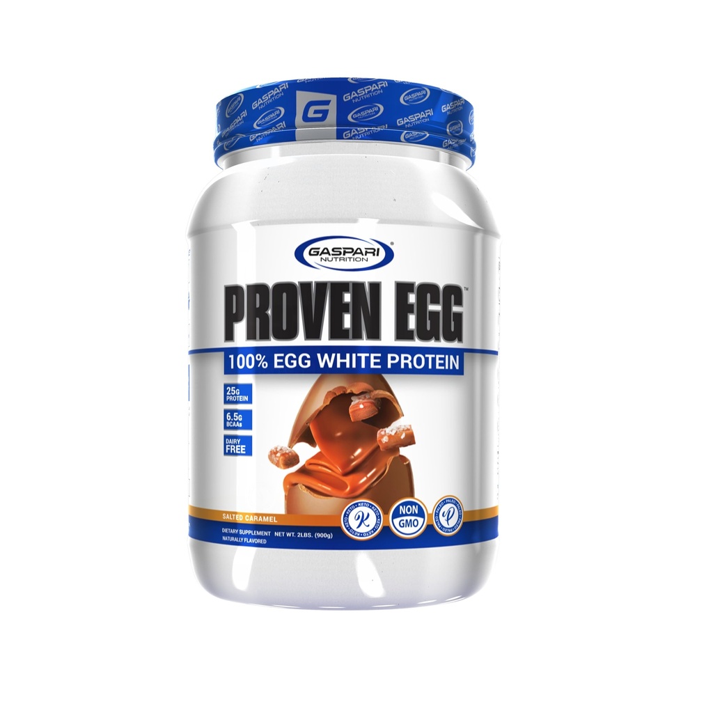 Gaspari Nutrition Proven Egg, 100% vaječný bílý protein, 25g protein, Keto Friendly, mléčná a laktóza zdarma, Soy Free (2 libry, slaný karamel)