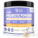 NATURE TARGET Probiotika pro psy - Psí Probiotika, Plus Prebiotika, Stravovací Enzymy, Vlákna, Podpora Gut, imunitní zdraví, 6 miliard CFU Psí Probiotický prášek, Relieve Diarhea, Loose Stool, 90 Scoops