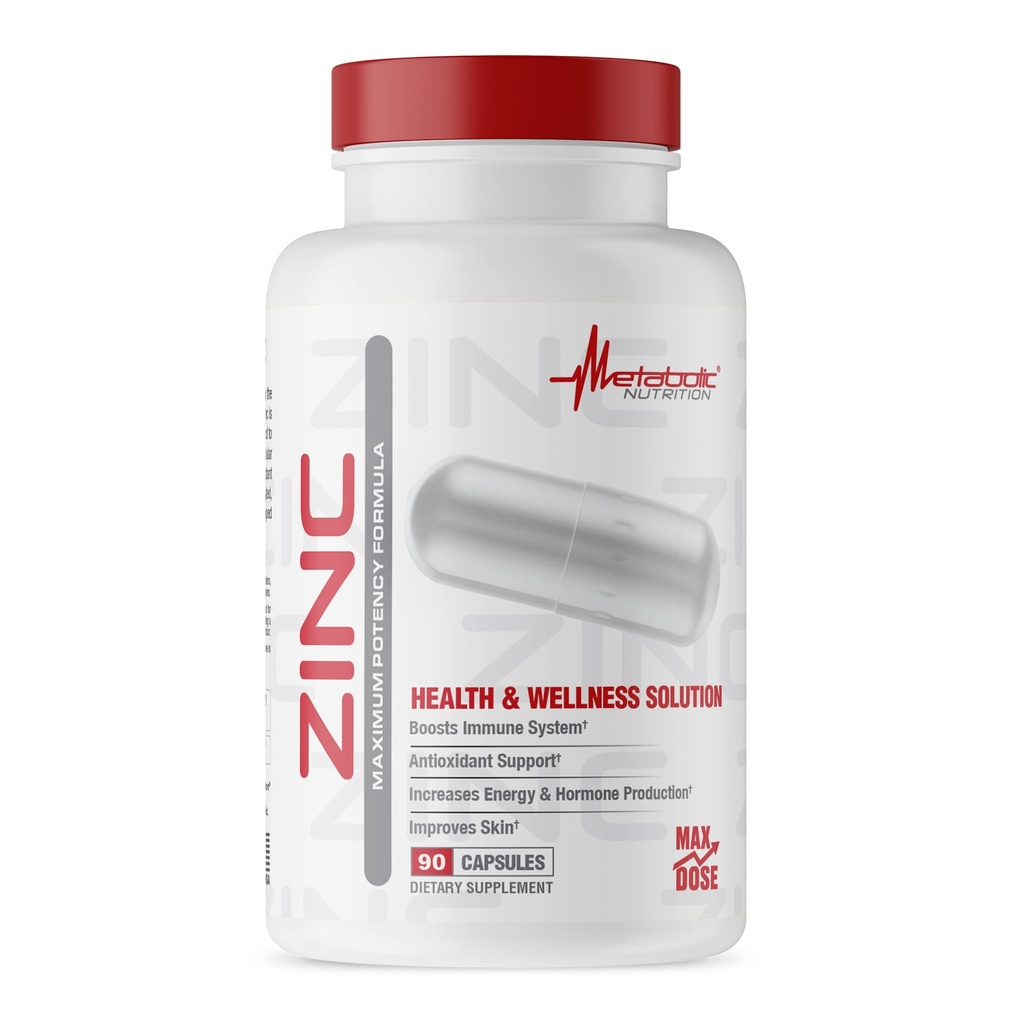 Příplatek zinku metabolickou výživou, 75 mg, 90 zinkových kapslí, podporuje funkci imunitního systému w / zinek Oxid