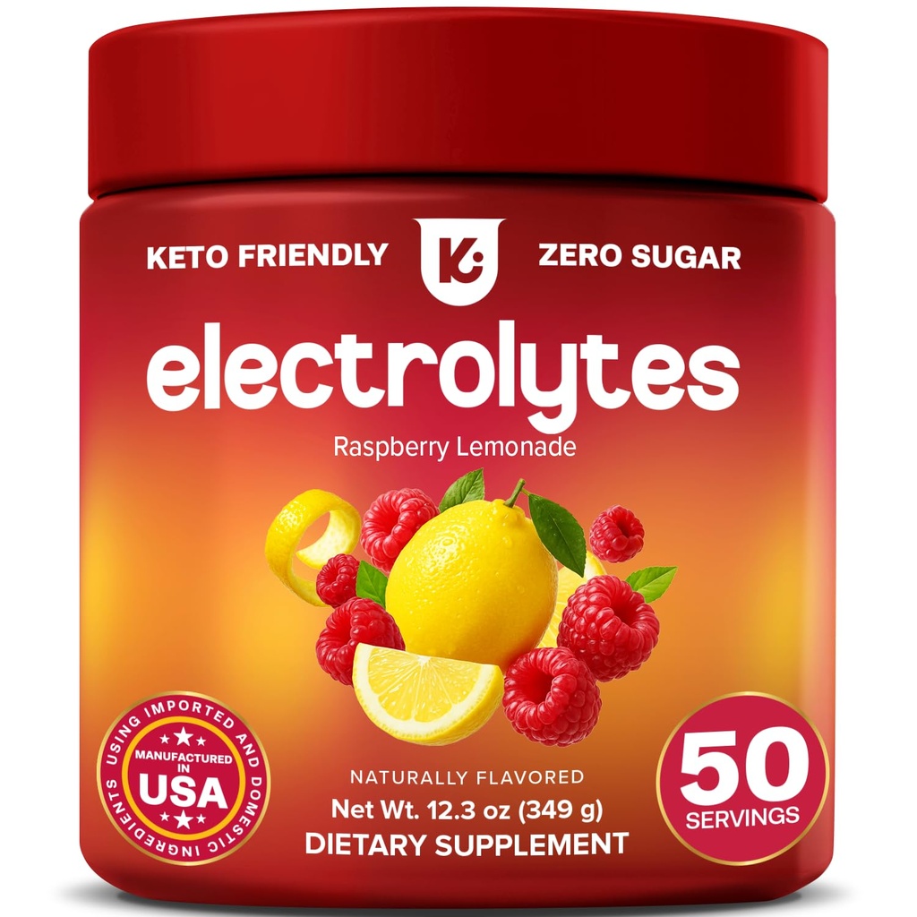 Keppi Electrolytes Powder - Raspberry Lemonade Flavor 50 Servings - No Supplementary Hydration with Magnesium, Draslík, Sodík - Keto, Vegan, Fasting- Friendly, Nula Calorie Electrolyte Drink
