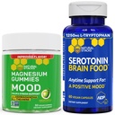 NATURAL STACKS Mood Magnesium Citrát gumy + Serotonin Brain Food Bundle - Pozitivní nálada & podpora stresu - 90 Kusy