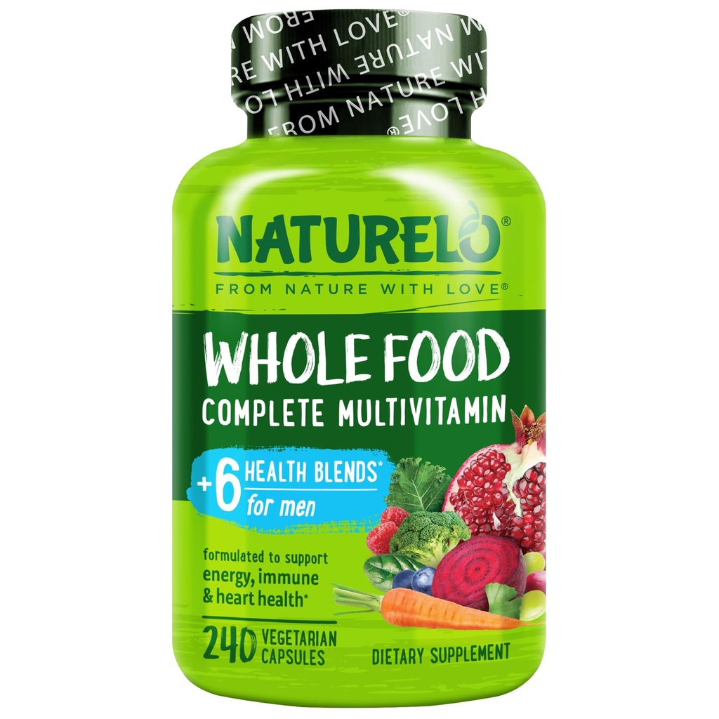 NATURELO Mens Multivitamins - Jeden denně Multivitamin pro muže s vitamíny, Minerály & Organic Whole Foods, Boost Energy & Health, Non- GMO, 240 Vegetariánské kapsle