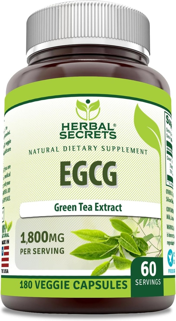 Bylinné tajemství EGCG Green Tea Extract 1800 Mg Per Serving CLANE124; Veggie kapsle dodatek CLANE124; Non- GMO CLANE124; gluten Free CLANE124; Made in USA (1 balení, 180 Počet)