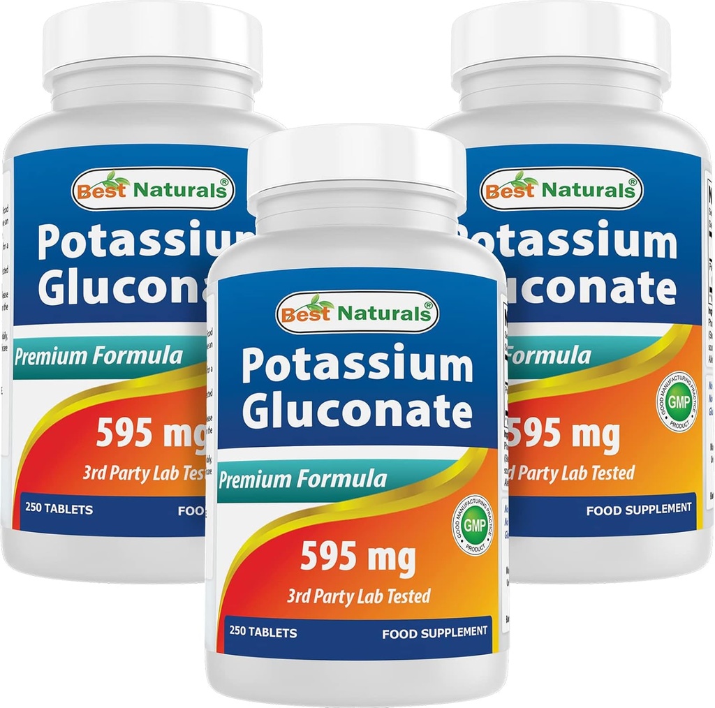 Nejlepší Naturals Draslík Gluconate 595 mg 250 tablet (250 kusů)