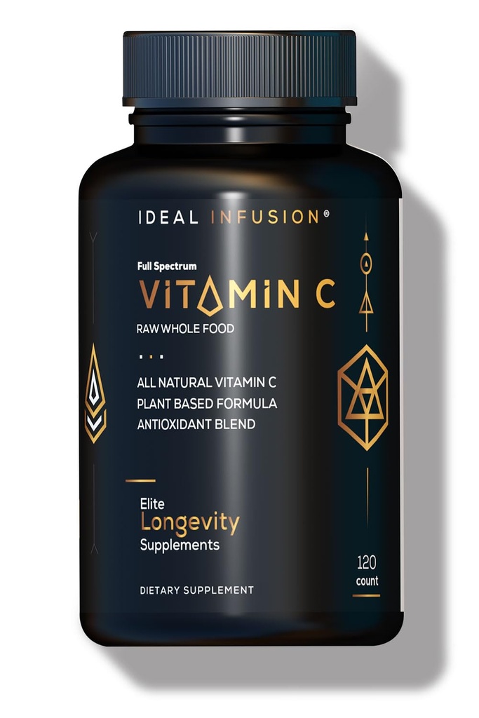 Ideální infuze celá potrava vitamin C Komplex: 675mg Organic Vitamin C z pomerančů a Acerola Berries s bioflavanoidy na bázi přírodních potravin (60 Služeb) Plant Based Vitamin C, Vegan, Non- GMO