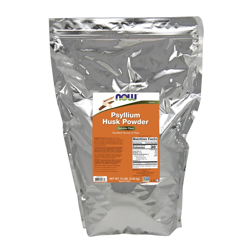 Nyní Potraviny Doplňky, Psylium Husk Powder, Non- GMO Projekt ověřen, Rozpustný Vláknina, 12- Pound
