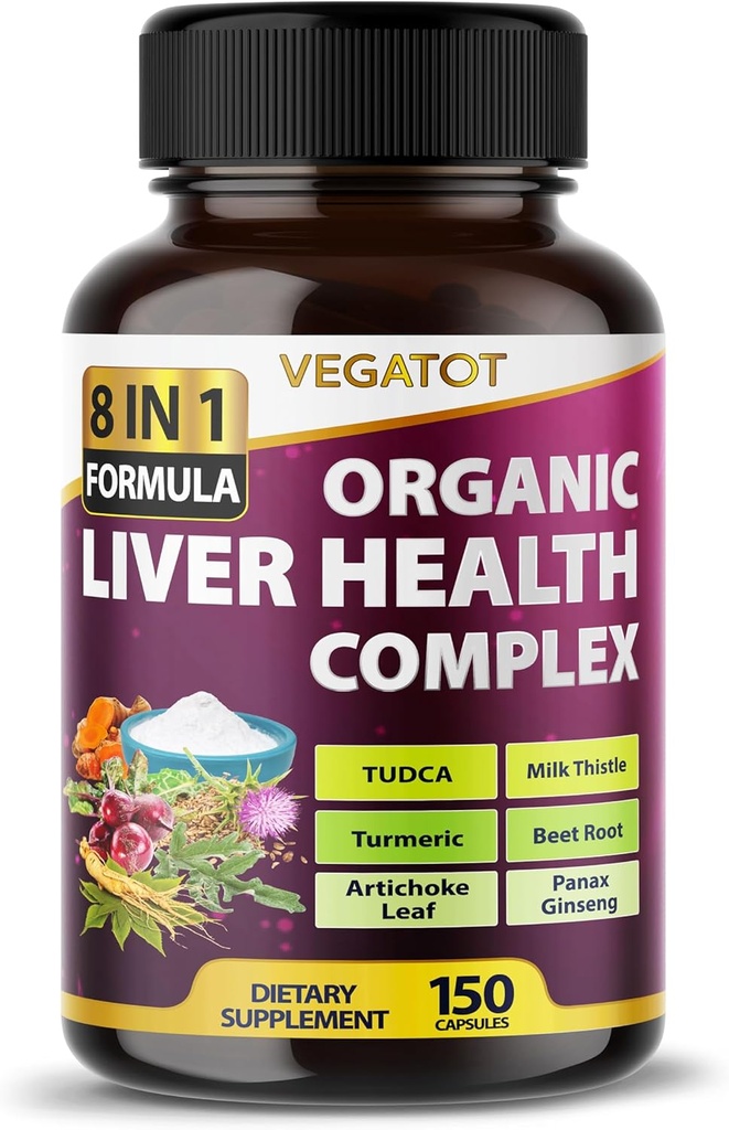 VEGATOT Komplex pro jaterní zdraví * * USA Made and Tested * * High Potency with TUDCA, Milk Thistle, Beet Root, Artichice Leaf, Panax Ginseng, Astragalus, Tumeric - Clean & Detox Formule