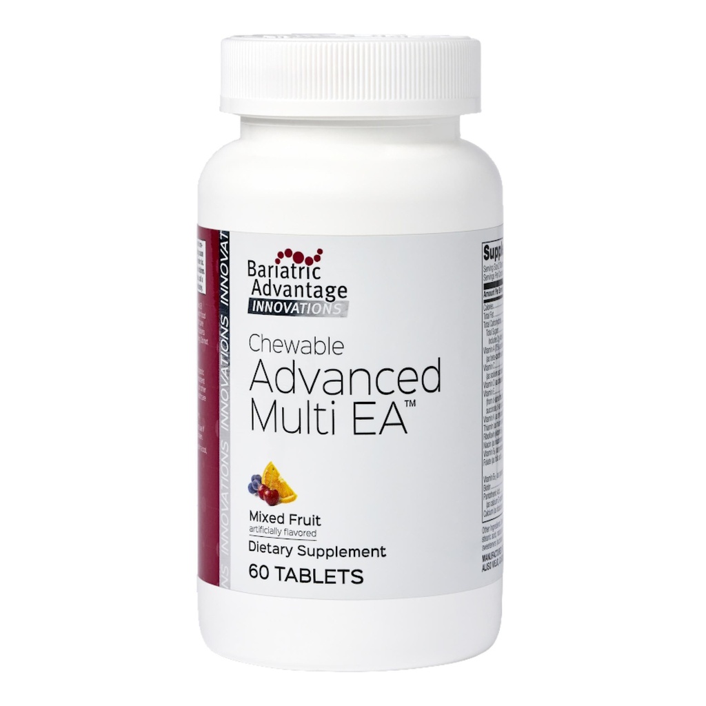 Bariatrická výhoda Chewable Advanced Multi EA - High Potency Daily Multivitamin se železem pro bariatrické chirurgie Pacienti - Smíšené ovocné aroma - 60 Počet