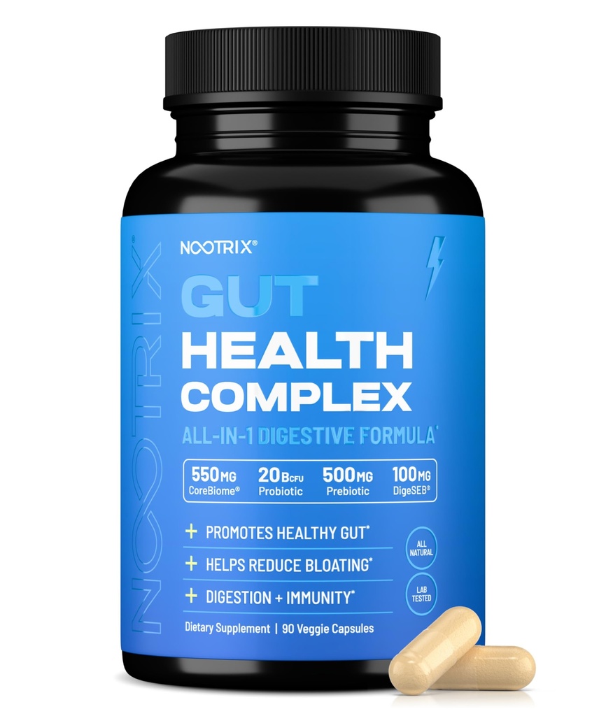 Nootrix Gut Chrání a obnovuje dodatek 124; Probiotika pro Gut Health, Colon Cleanse & Bloating Relief 124; Promotes Health Digestion S124; Digestive Enzymes, Postbiotics & Prebiotics S124; 90 Kapsle