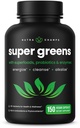 NutraChamps Organic Super Green Kapsle - Alfalfa, Spirulina, Chlorella & More - Antioxidant, Digestivní enzym & Probiotické směsi - 150 Zelené Superfood Kapsle