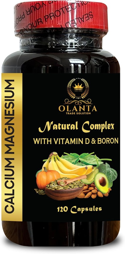 Komplex hořčíku vápníku - doplněk pro podporu svalů, manganový citrát, gluten zdarma, non GMO, vysoká absorpce, doplněk hořčíku, podpora zdraví kostí a nervů - 1 lahvička 120 Kapsle