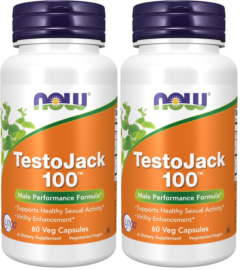 Nyní doplňky, TestoJack ™ 100 s LJ100 ®, potenciál standardizovaný Extract of Tongkat Ali (Eurycoma longifolia), Tribulus a ZMA ®, 60 Veg Kapsle (Balení po 2)