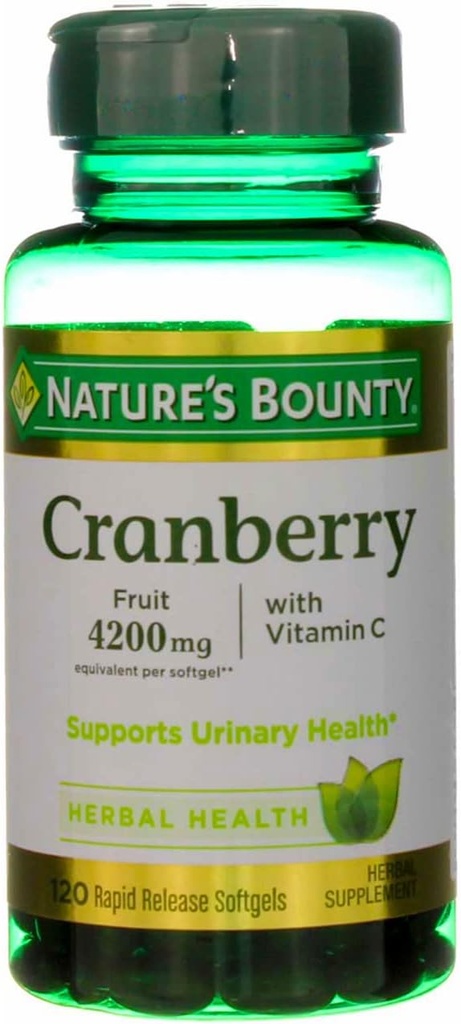 Příroda 's Bounty Cranberry Fruit 4200 mg, Plus vitamin C Softgels, 120 ea (balení po 5)