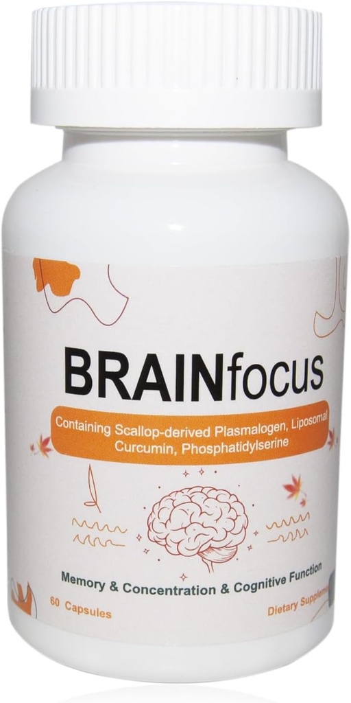 Vitamin E Brain doplňky pro paměť a zaměření, Podpora mozku s kurkumin, Plasmalogen & Liposomal pro zlepšení kognitivní funkce a koncentrace, 60 Služeb