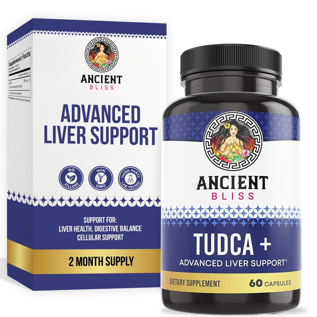 Tudca 500mg, 60 Kapsle (Tauroursodeoxycholic acid) - Bile Salts Játra Supplement, Natural Bitter Taste - Vegan Friendly, Non GMO, Gluten zdarma Kapsle podle starověké Bliss