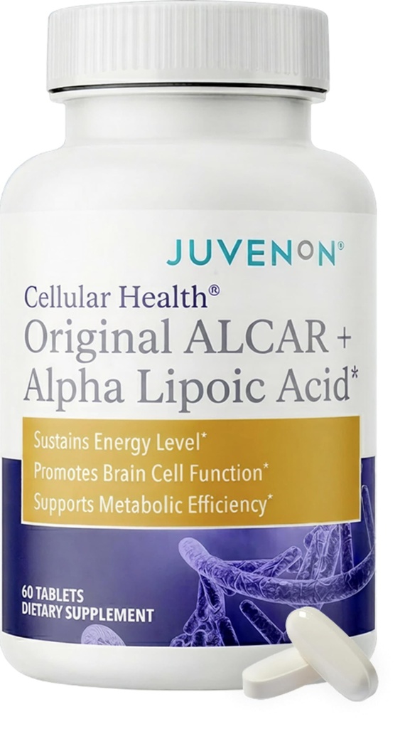 Juvenon Cellular Health PHARMA124; srdce, dodatek mozku s acetyl L- karnitin a biotin - podporuje NAD + funkce, výroba energie, mood, revitalizovaný metabolismus, duševní soustředění a jasnost (60 tablet)