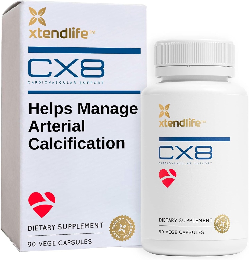 Xtendlife CX8 Příplatek pro srdeční zdraví pro kardiovaskulární podporu, cirkulaci a arteriální zdraví - s vitamínem K2 MK7, D3, Tocotrienols, a Sea Buckthorn-30 Day Supply