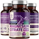 Čistá magnesium- citrátová kapsle 1250mg, snadno absorbovaná a čištěná stopová minerální látka pro svalovou a stravitelnou podporu, 120 kapslí