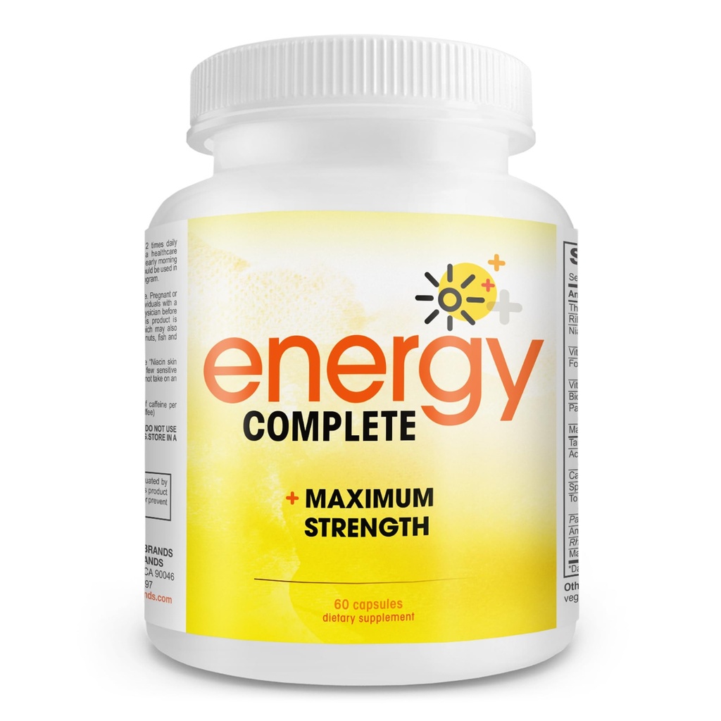 Energy Complete - 18- in-1 Vegan Energy and Focus Dodatek - Vegan Caffeine pilulky (60 Denní kapsle)