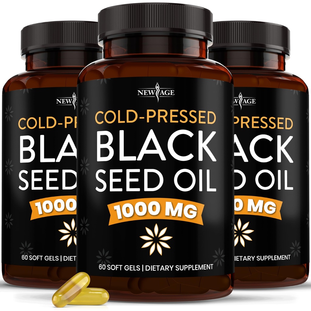 NOVÉ ŽIVOČIŠNÉ OLEJE Softgel Kapsle - Premium Cold- Pressed Nigella Sativa Production Pure Black Cumin Seed Oil - Non- GMO & Vegetarian 90 Count (balení po 3)