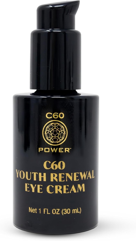 C60 Power Youth Obnovitelné oční krém - Oční krém pro vrásky a loutky, proti stárnutí péče o ženy a muže, S 99,99% čisté sublimated C60, měděné peptidy, & Vysoce kvalitní ingredience - 1 fl oz