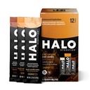 HALO Hydration - Electrolyte Energy Drink Mix 124; Hydration Powder Packets I124; Variety Pack (Karamel, Vanilla, Mocha Lattes), Zdravá hubená káva 124; Easy Open Single Serving Stick 124; 12 Sticks