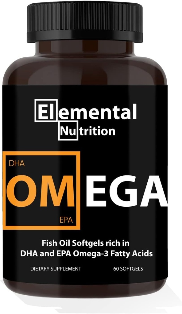 Omega-3 z Fish Oils - 60 Softgels Value Bottle of Eicosapentaenoic (EPA) & Docohexaenoic Acid (DHA) in a Black Grip Jar