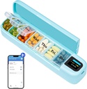Daviky Smart Pill Organizátor s alarmem, Bluetooth Daily Jednou denně Pill Box 7 Day s APP, Týdenní cestovní Pill Pouzdro, Přenosná připomínka na pilulky pro léky, doplňky a vitamíny (zelená)