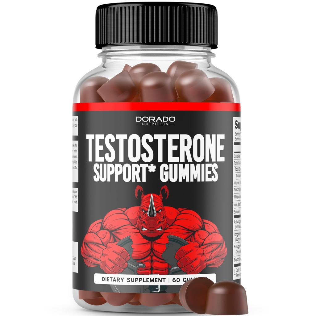 Testosteron Gummies for men (60 hrabě) Testosteron dodatek pro muže - Premium Test Booster - Podpora síly, Stamina, Drive & Performance - Třetí strana Testováno, Non- GMO, Vegan Safe & Made in USA