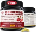 Berberine dodatek 1500mg s Ceylon Skořice, Bitter Melon, Banana Leaf & Botanický extrakt pro imunitní podporu a řízení těla, 10- in-1 Formule s Berberine HCL, Non- GMO, 240 Veggie Kapsle