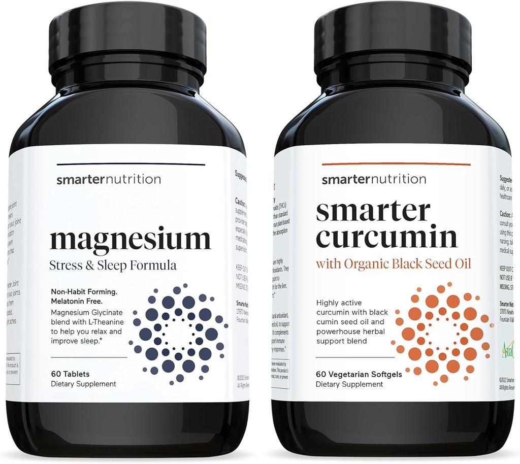 Multi- Active Magnesium Tablets & Curcumin Softgels - Potent & Bioavailable, Active Curcumin Softgels Standardizované na 95% Tetrahydrocurcuminoidy [1- Month Supply]