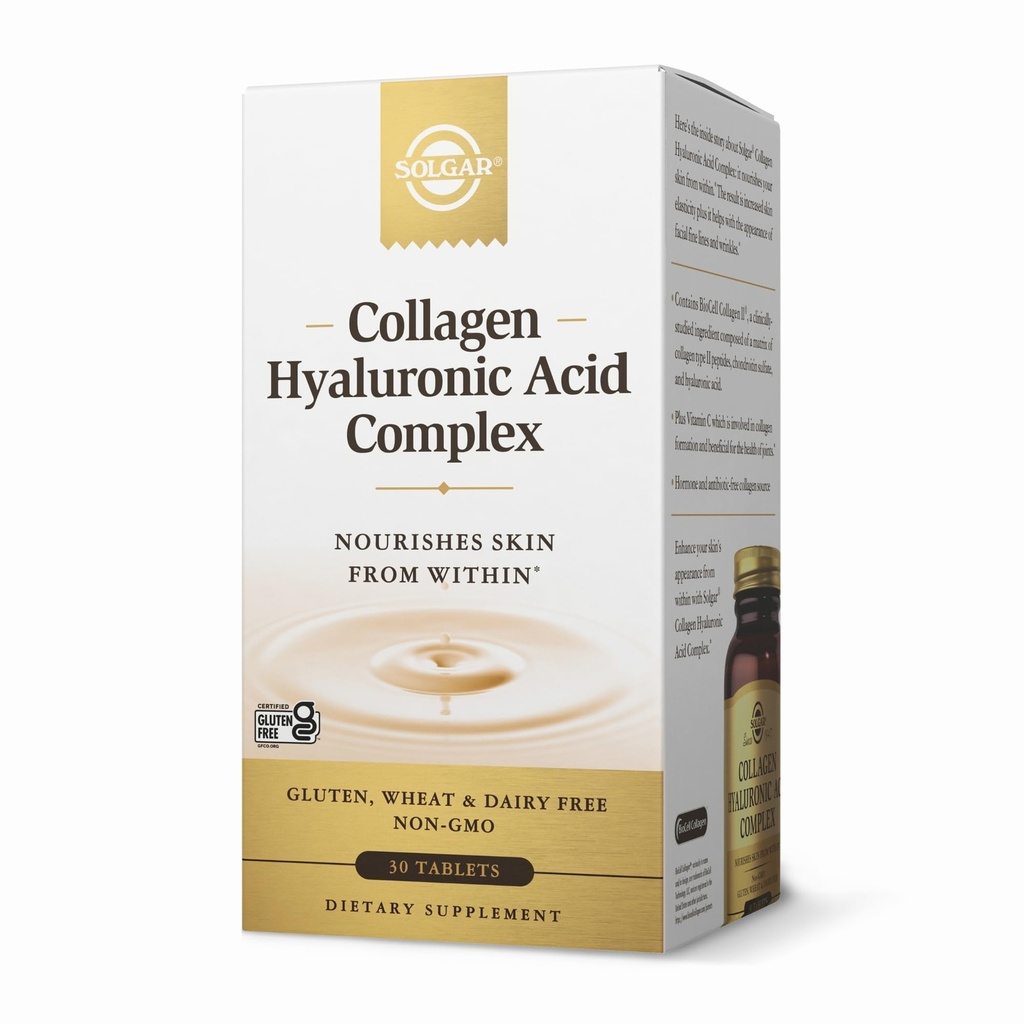 Solgar Collagen Hyaluronic Acid Complex - 30 tablet - s hydrolyzovaným kolagenem typu 2 & Chondroitin - Non- GMO, gluten & Dairy Free - 30 Služeb