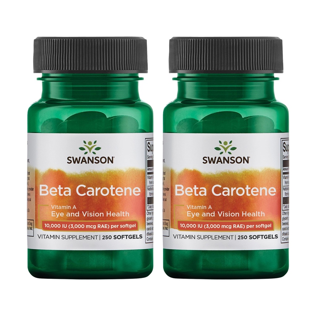 Swanson Beta- karoten - vitamín A dodatek na podporu imunitního zdraví, oko & kůže zdraví - přírodní Wellness Formule - (250 Softgels, 3000mcg každý) (2 balení)