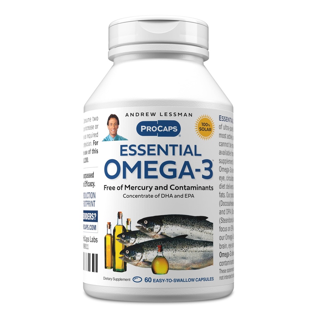 ANDREW LESSMAN Essential Omega33 Neochucené - 60 Softgels - Ultra- Pure, High Potency Omega33 Oils. Vysoká DHA, žádná žaludeční nevolnost, žádné kontaminující látky, žádná rtuť. Small Snadné polykat ponožky