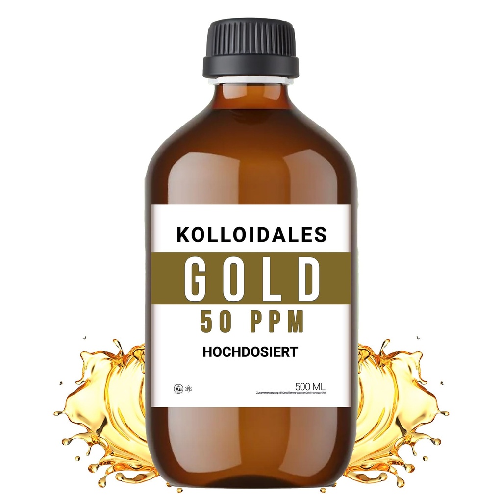 Koloidní zlatý roztok, 50 PPM, 500 ml, vysoká čistota 99,99%