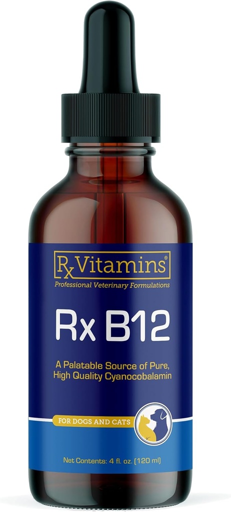 RX Vitamíny B12 pro psy a kočky - Psí stravitelná podpora pro lepší metabolický proces - Čisté B12 pro kočky na podporu nervového systému - Ideální pro vašeho psa Vitamíny a Cat Supplies - 4oz