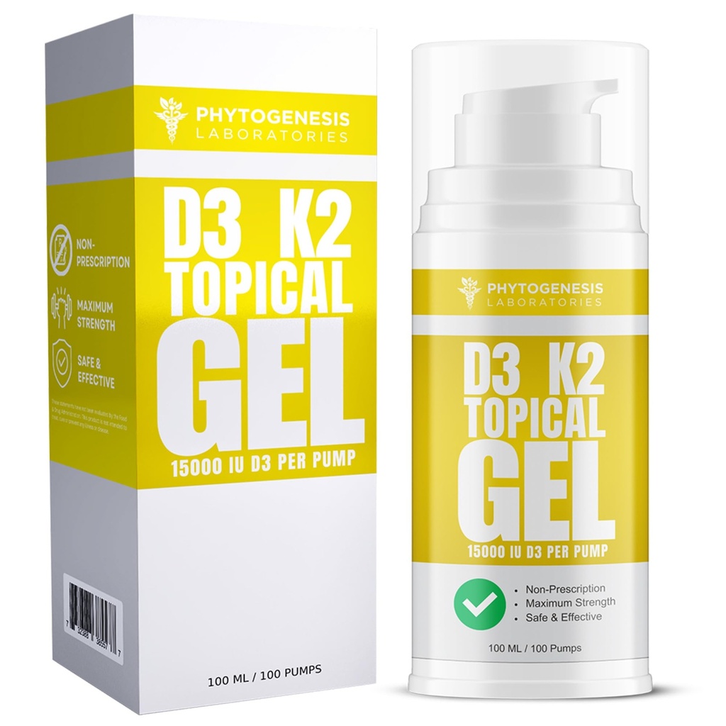 Vitamin D3 K2 Maximální síla Topical Gel - 15000 + IU per pump - Sluneční záření Vitamin - Podporuje kostní a společné zdraví, imunitní podpora - Jeden měsíc Dodávka