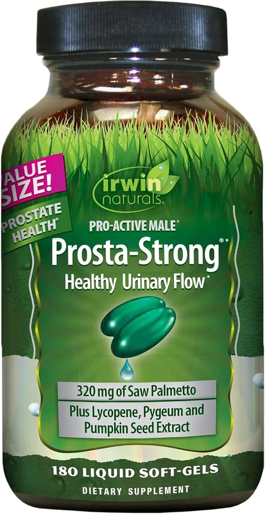 Irwin Naturals Prosta-Strong - 180 Softgels - Prostate Zdravotní podpora se Saw Palmetto, Lycopene & Dýňová semeno - Podporuje močení Flow