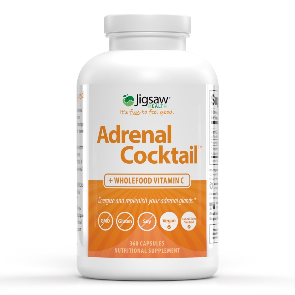 Jigsaw Health Adrenal Cocktail + Wholefood Vitamin C CZ124; s kalium-bikarbonát, mořská sůl, a Acerola Cherry Extract CZ124; 360 Kapsle CZ124; 60 Servings