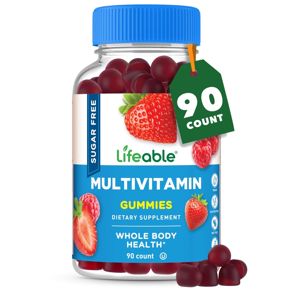Živý cukr zdarma multivitaminové gumy 124; se železným vitaminem A, C, D, E, Niacin, B6, Folát, B12, Biotin, Pantotenová kyselina, zink 124; Velký Ochutnávání Dospělý Multivitamin Gummy 124; 90 Gumy