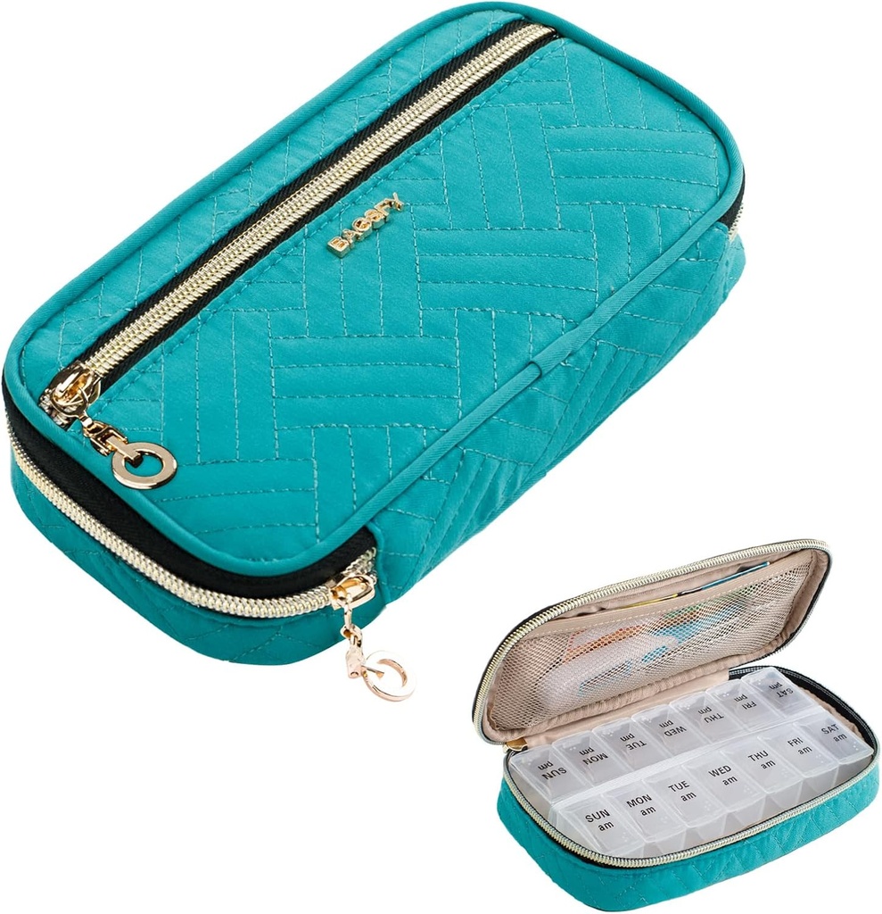 BAGSFY Pill Pořadatel Případ 2 Times a Day-Weekly Medicine Pořadatel Travel Pill Box s odstranitelnou 7 den Medicine Case Kontejner pro rybí olej, Vitamin, dodatek