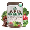 Země Farms Organické Super Zelené Čokoláda Flavor, 50 Organic Super Foods, USDA Organic Drink Mix, Balený s Fiber, Ovoce, Zelenina, Houby & Probiotika, Podporuje energii, 7g Fiber