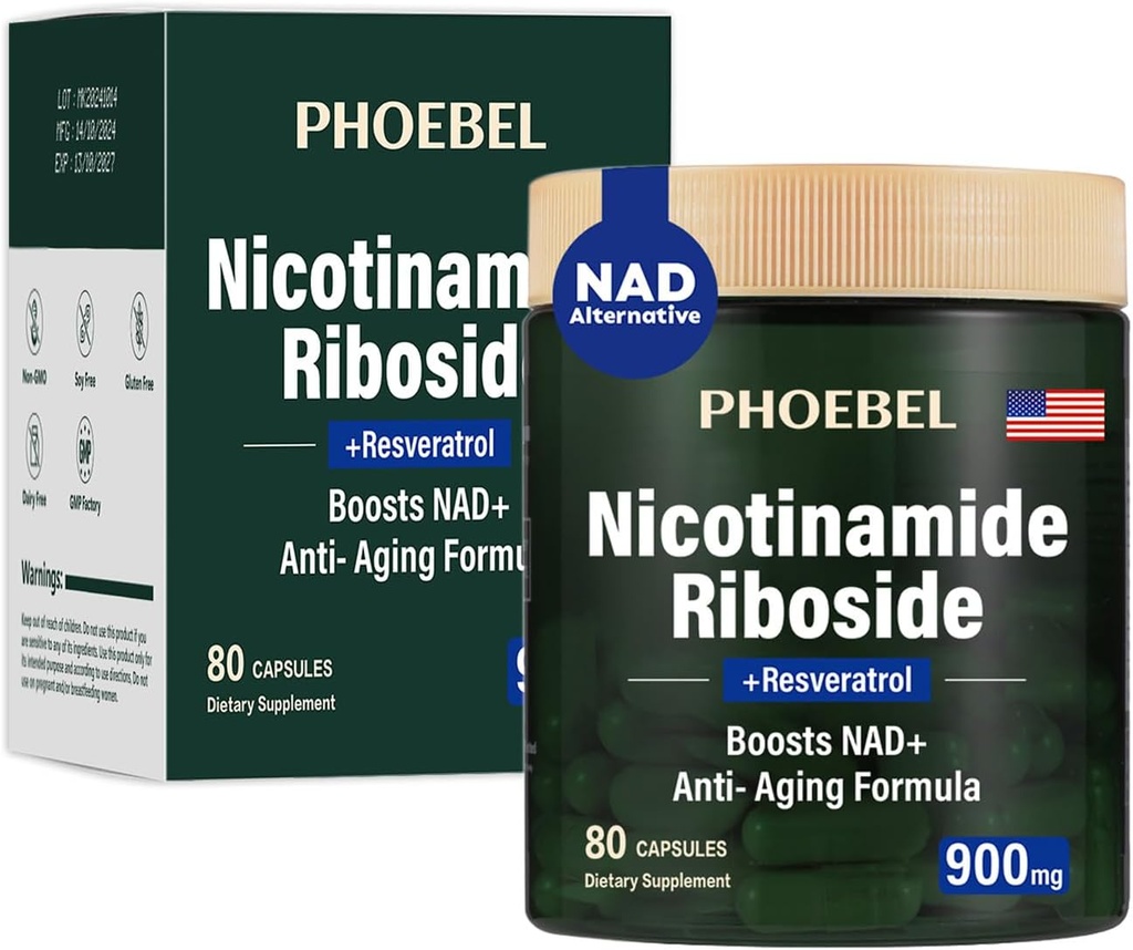 Nově NAD + dodatek - Resveratrol, Liposomální nikotinamid Ribosid, Quercetin- High Purity NAD dodatek pro energii, Focus - 80 Počet, 900mg