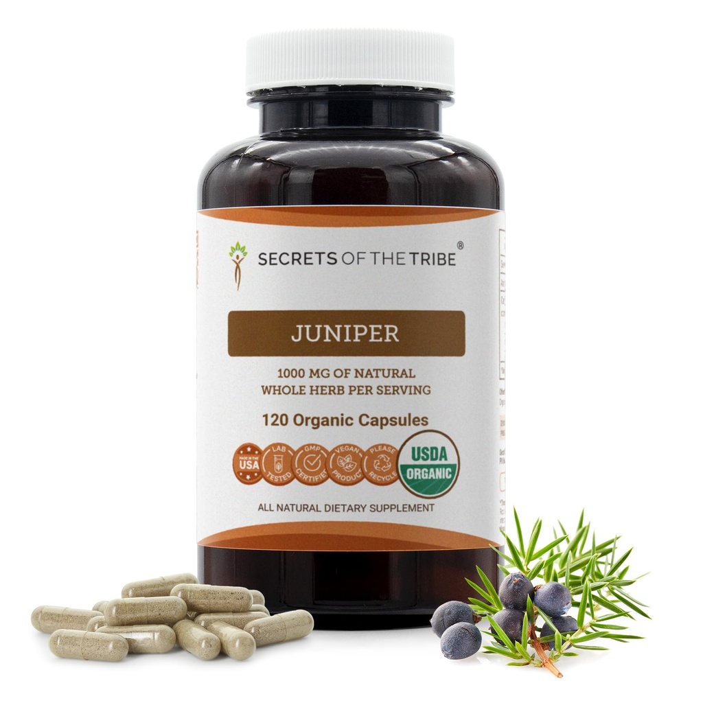 Tajemství Tribe Juniper 120 Kapsle, 1000 mg, USDA Organic Juniper (Juniperus communis) Sušené Berry (120 Kapsle)