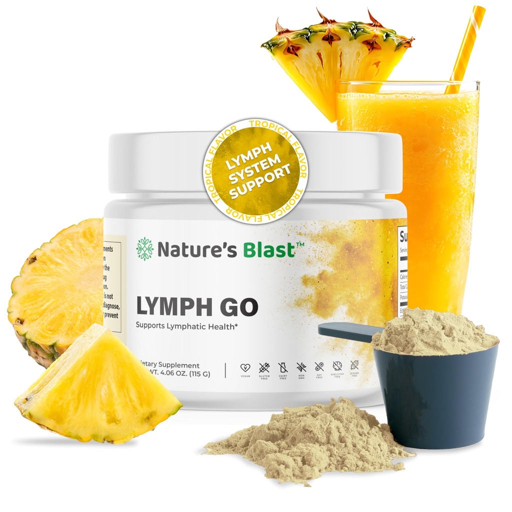 Lymfa Go - Lymfatický dodatek pro čerpání pro ženy a muže - Podpora Lymfatického systému - s Bromelain, Echinacea, Burdock Root, Pampeliška, Rutin, Kelp & More - 4.06 Oz - 30 Služení - Tropické Flavor