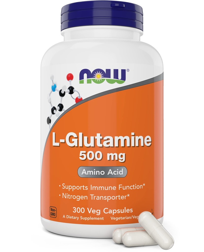 Nyní L- glutamin 500 mg 300 Veg Kapsle - Non- GMO dodatek - Vegan Lglutamin Caps