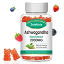 Ashwagandha Gummies, Extra síla Vitamin D3, Organic Ashwa Root Extract Dodatek pro relaxaci a imunitní podporu, Smíšené Berry Vegan Cukr zdarma Chews 60 Počet