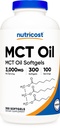 Nutricost MCT Oil Softgels 1000mg, 300 SFG (3,000mg Serv) - Skvělé pro Keto, Ketosis, a Ketogenní diety