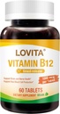 Lovita Vitamin B12 1000 mcg (B12 Vitamíny jako kyanokobalamin), Časová verze B12, Vegan- Friendly, Podporuje nervový systém, 60 Vegetariánských tablet (2 měsíce dodávky)