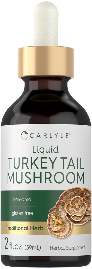 Carlyle Turkey Tail Houba Extract Liquid Tincture CLAS124; 2 FL Oz CLAS124; Vegetarian Drops CLAS124; Non- GMO, gluten zdarma dodatek